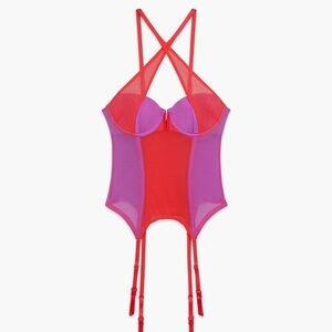 [M]Savage X I DARE HUE MESH BUSTIER Red and Purple NWOT